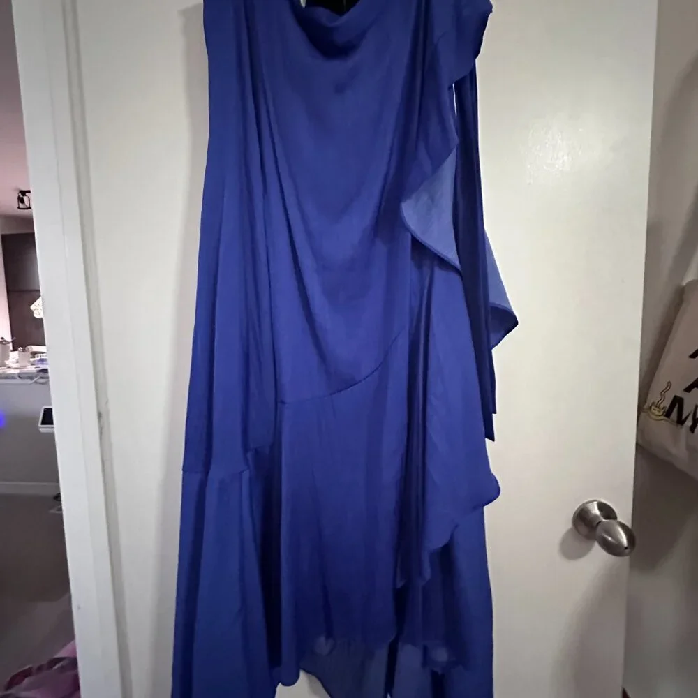 Maeve Cobalt Blue Asymmetrical Ruffle Maxi Skirt - Picture 2 of 3